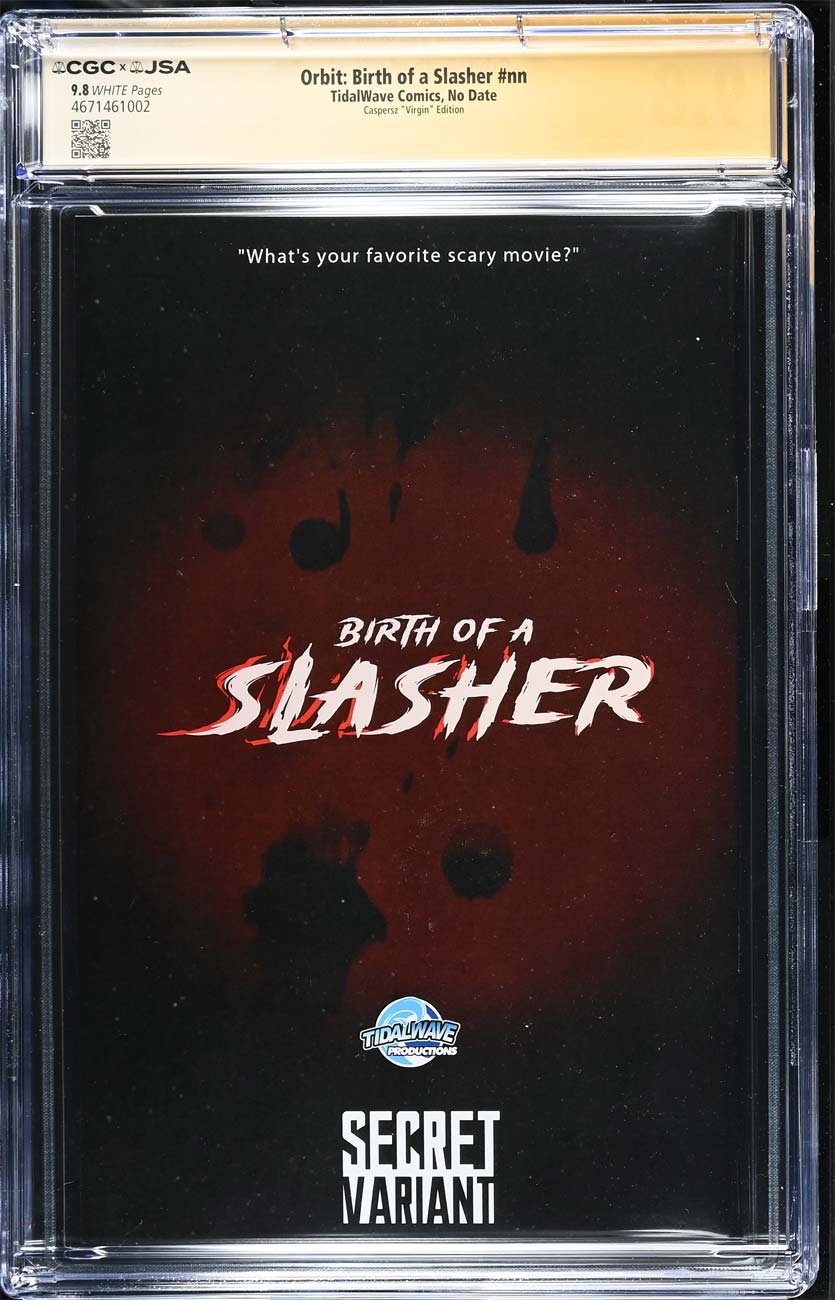 Birth of a Slasher #1 CGC 9.8 Caspersz Secret Virgin Variant Signed by Hodder & Graham #13/40
