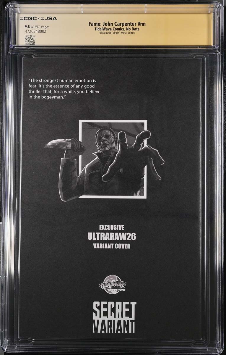 John Carpenter #1 CGC 9.8 Ultraraw26 Secret Metal Variant Signed Carpenter 1 of 1