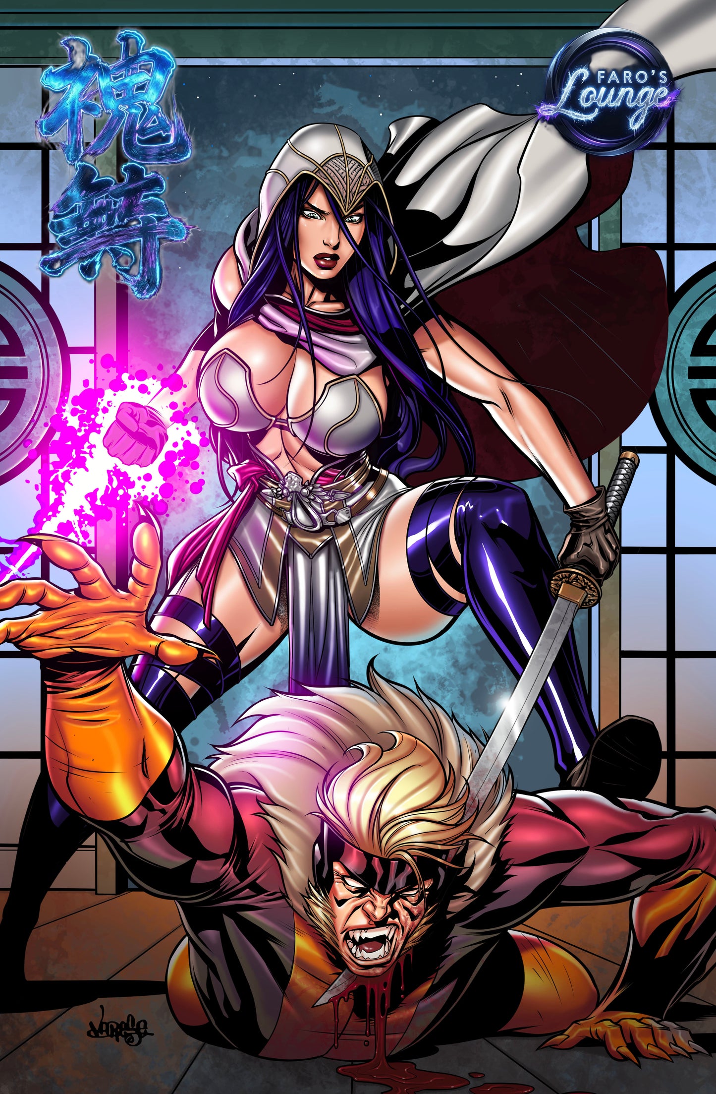 Assassin's Greed – Duster LTD 50 Yakuza Cover | Psylocke & Sabretooth Pink Ink Art by Jose Varese
