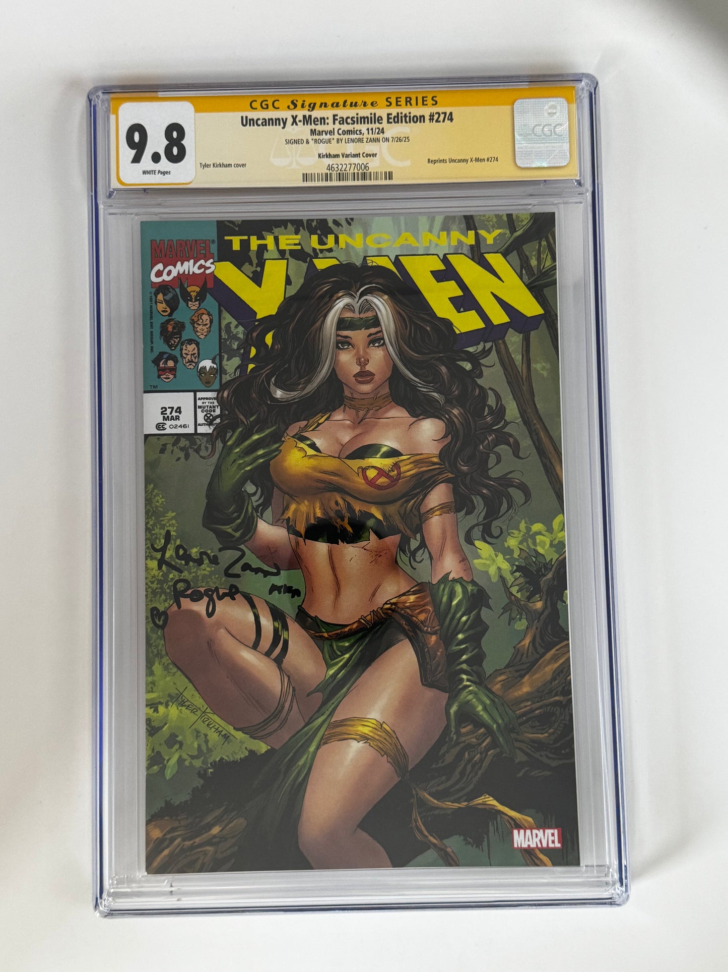 [Signed by Lenore Zann] Uncanny X-Men Facsimile Edition #274 9.8 CGC Yellow Label Kirkham Exclusive Var