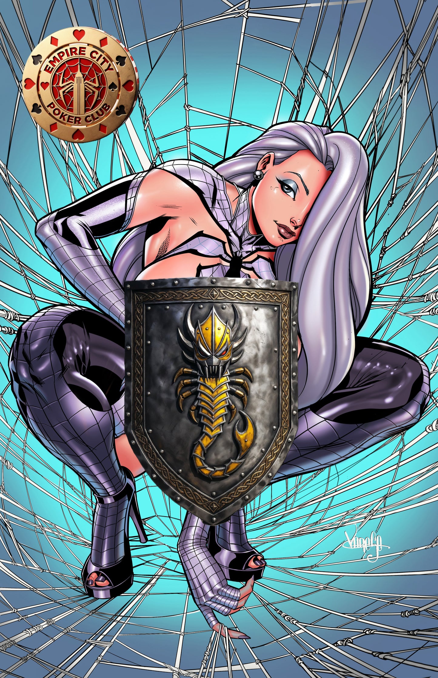 ARACNAPHORIA #1 – Spider-Sable Mature LTD 44 | Silver Sable Crouching Spider Cover by Jose Varese