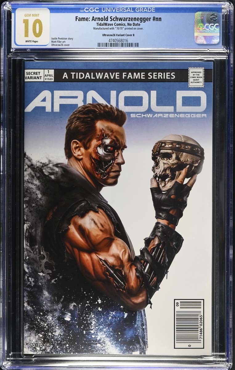 Arnold Schwarzenegger #1 CGC 10 Ultraraw26 Secret Blue Error Variant #70/70