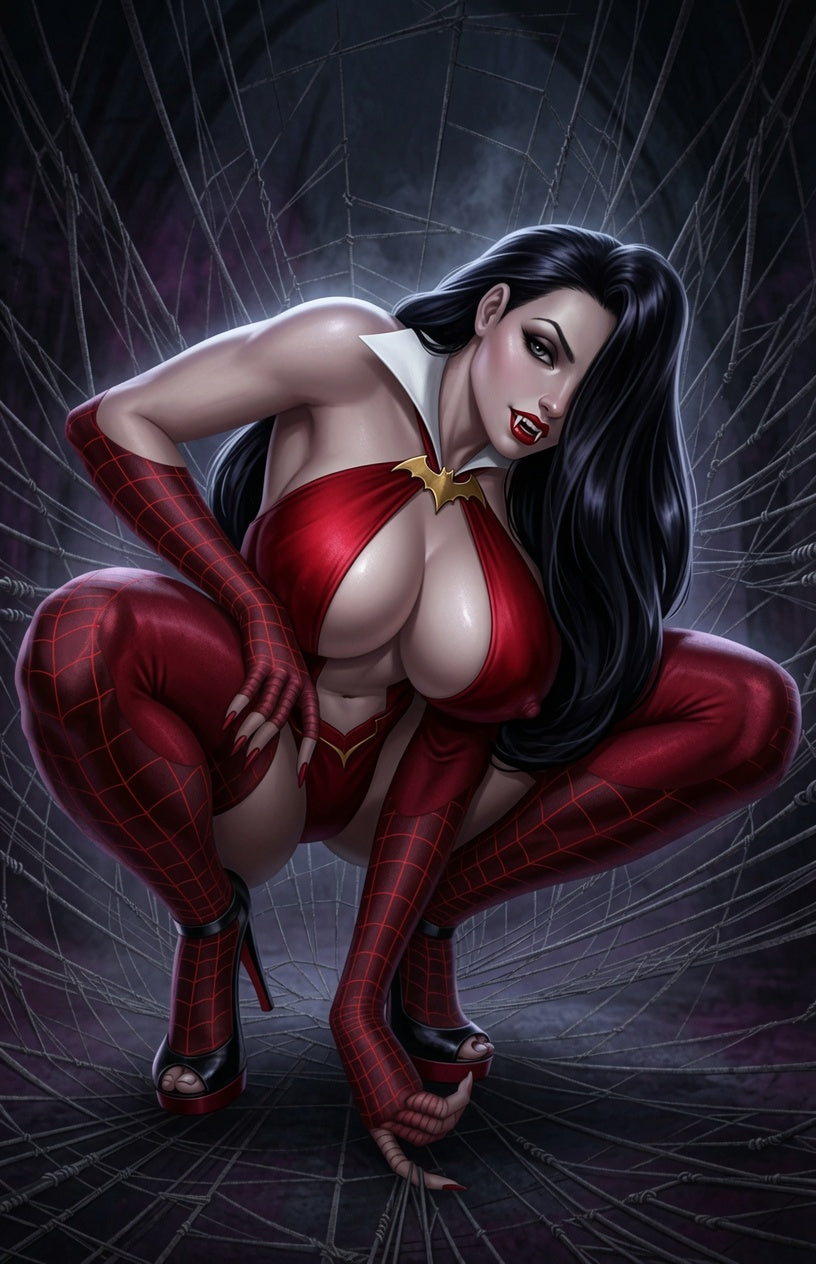 ARACNAPHORIA #1 – Spider-Sable Full Nude LTD 69 | Silver Sable Crouching Spider Cover by Jose Varese